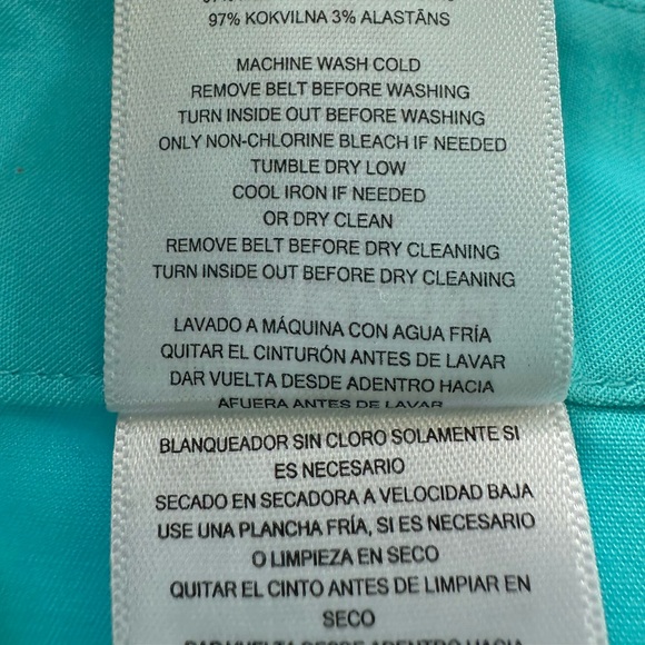 Michael Michael Kors Turquoise Flat Front Shorts Belted Size 12 - Picture 5 of 9